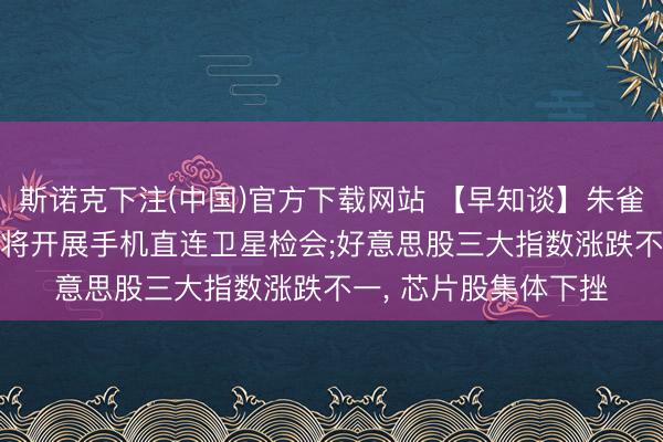 斯诺克下注(中国)官方下载网站 【早知谈】朱雀二号遥六放射告捷, 将开展手机直连卫星检会;好意思股三大指数涨跌不一, 芯片股集体下挫