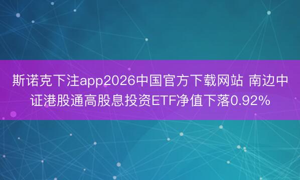 斯诺克下注app2026中国官方下载网站 南边中证港股通高股息投资ETF净值下落0.92%