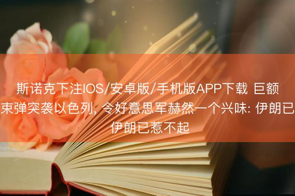 斯诺克下注IOS/安卓版/手机版APP下载 巨额伊朗集束弹突袭以色列， 令好意思军赫然一个兴味: 伊朗已惹不起