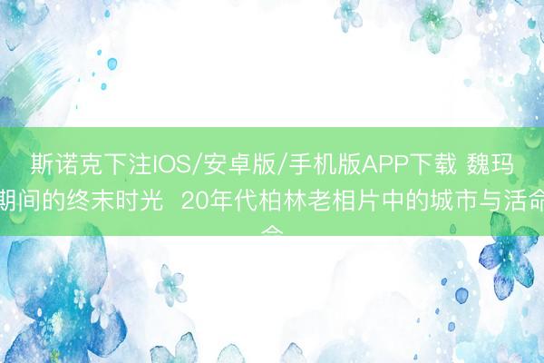 斯诺克下注IOS/安卓版/手机版APP下载 魏玛期间的终末时光  20年代柏林老相片中的城市与活命