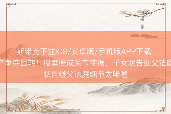 斯诺克下注IOS/安卓版/手机版APP下载 朱门明星遗产争夺回转！授室照成关节字据，子女状告继父法庭细节太唏嘘