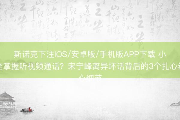 斯诺克下注IOS/安卓版/手机版APP下载 小三坐掌握听视频通话?宋宁峰离异坏话背后的3个扎心细节
