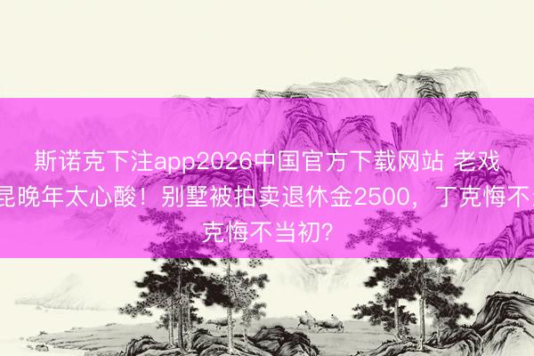 斯诺克下注app2026中国官方下载网站 老戏骨杨昆晚年太心酸！别墅被拍卖退休金2500，丁克悔不当初？