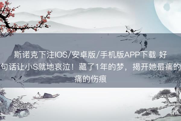 斯诺克下注IOS/安卓版/手机版APP下载 好友一句话让小S就地哀泣！藏了1年的梦，揭开她最痛的伤痕