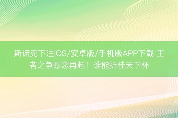 斯诺克下注IOS/安卓版/手机版APP下载 王者之争悬念再起！谁能折桂天下杯