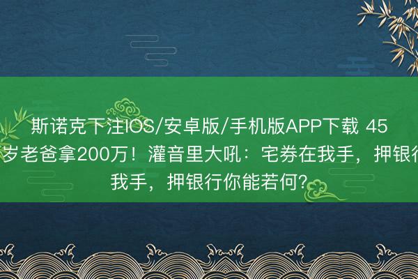 斯诺克下注IOS/安卓版/手机版APP下载 45岁犬子逼81岁老爸拿200万！灌音里大吼：宅券在我手，押银行你能若何？