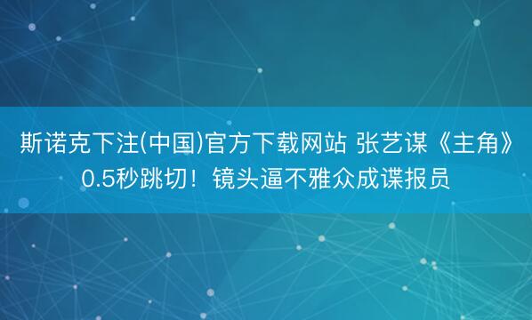 斯诺克下注(中国)官方下载网站 张艺谋《主角》0.5秒跳切！镜头逼不雅众成谍报员