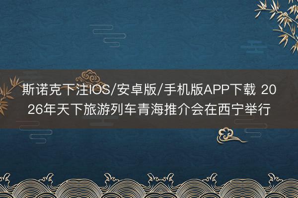 斯诺克下注IOS/安卓版/手机版APP下载 2026年天下旅游列车青海推介会在西宁举行
