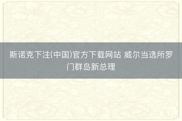 斯诺克下注(中国)官方下载网站 威尔当选所罗门群岛新总理