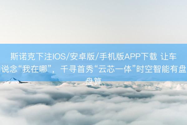 斯诺克下注IOS/安卓版/手机版APP下载 让车知说念“我在哪”，千寻首秀“云芯一体”时空智能有盘算